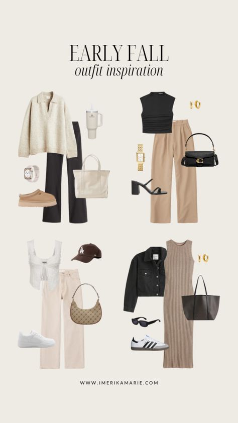 Early Fall Capsule Wardrobe, Colorful Capsule Wardrobe, Summer/fall Outfits, Fall Outfits 2023, September Outfits, Neutral Fall Outfits, Engagement Photo Outfits Fall, Capsule Wardrobe Women, Fall Outfit Inspiration