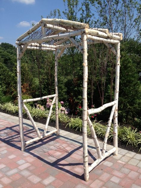 DIY Wedding Arbor | the birch wood for this absolutely stunning arbor was shipped in from ... Diy Wedding Arbor, Rustic Arbor, Church Aisle, Wedding Arbors, Wedding Arbor, Wedding Arbour, Have Inspiration, White Birch, Garden Structures