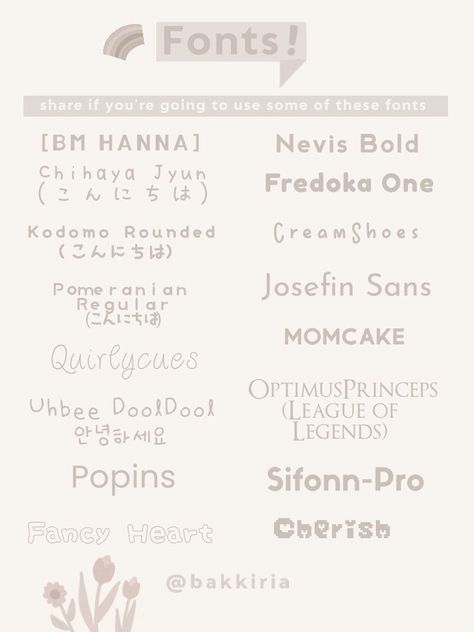 Recommendations [Fonts] by bakkiria Cute Fonts Aesthetic, Japanese Fonts Dafont, Dafont Fonts Aesthetic Lettering, Canva Japanese Fonts, Dafont Fonts Aesthetic Cute, Font Cute Dafont, Carrd Co Fonts, Gfx Fonts, Cute Fonts On Dafont