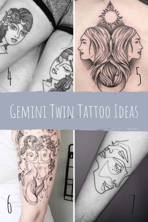 29 Unique Gemini Twin Tattoo Ideas - tattooglee Sleeve Tattoos For Women Gemini, Gemini Best Friend Tattoos, Gemini Twin Tattoo For Women, Gemini Inspired Tattoos For Women, Gemini Sleeve Tattoo, Matching Gemini Tattoos, Gemini Twin Tattoo, Gemini Tattoo For Women Unique, Gemini Tattoo Ideas Unique