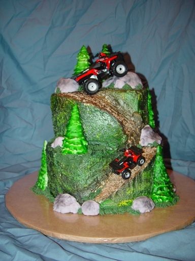 Four-wheeler cake i want this for my birthday mom love Caden Four Wheeler Cake, 4 Wheeler Cake, Bike Cakes, Birthday 4, Four Wheeler, In The Name Of Love, 4th Birthday Cakes, Cake Photos, Bake Cake