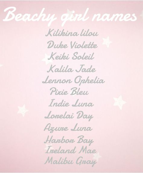 Beachy girl names! #beachy #beach #girl #name #names #girlnames #italian #italiannames #venice #baby #mom #momtobe #pregnancy Beachy Business Names, Beachy Girl Names, Beachy Names, Ocean Baby Names, Beach Names, Hawaiian Girl Names, Nature Girl Names, Italian Girl Names, Greek Girl Names