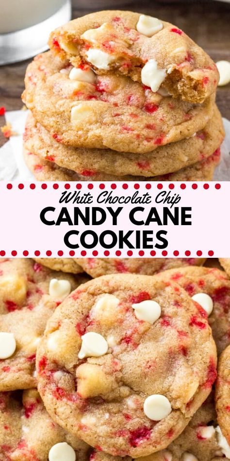 Chocolate Candy Cane Cookies, White Chocolate Candy, Christmas Baking Recipes, Candy Cane Cookies, Holiday Chocolate, Chocolate Chip Cookie Recipe, Chip Cookie Recipe, Christmas Snacks, Brownie Cookies