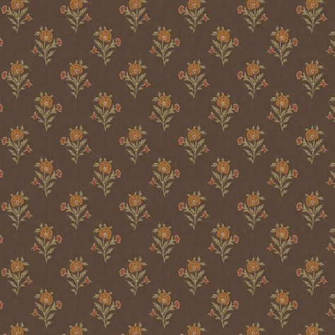 A traditional and rustic style design depicting blossoming poppy flower motifs across your walls. Seen here in the Espresso colourway. Floral Pattern Design Textiles, Country Style Wallpaper, Vintage Neutral Wallpaper, English Country Wallpaper, Vintage Flower Wallpaper, Cabincore Wallpaper, Brown Wallpaper Interior, Dark Floral Wallpaper, Brown Floral Wallpaper