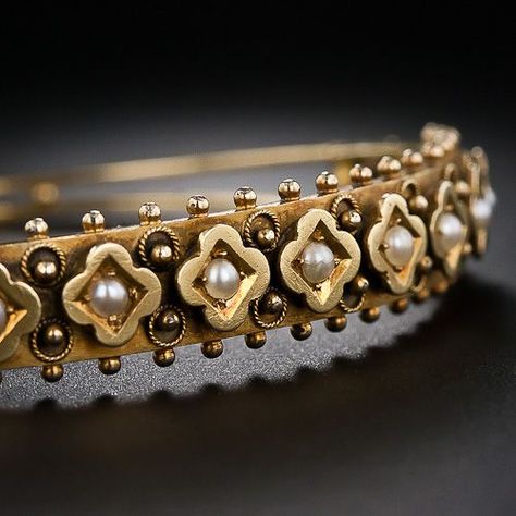 Pearl Bangle Bracelet, Ancient Jewellery, Pearl Bangle, Ancient Jewelry, Victorian Jewelry, Seed Pearl, Vintage Jewels, Bangles Jewelry, Gold Jewelry Fashion