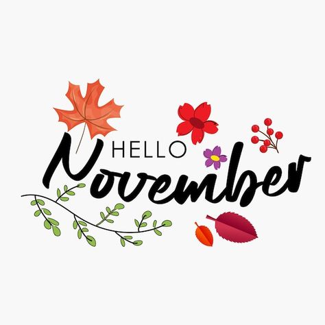 Vector hand drawn hello november banner ... | Premium Vector #Freepik #vector #maple #yellow-leaf #typography-poster #design Welcome November Images, Hello November Images, Welcome 2024, Leaf Typography, November Hello, Month Wallpaper, November Images, Get Well Soon Quotes, Autumn Banner