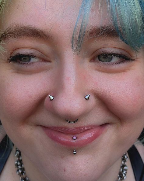 did some super fun installs for Nancy @keltherys a while back with some big aul shiny spikes from @junipurrjewelry ⚔️ the nose piercings were not performed by me, but peep that healed vertical labret I did do tho 👀 📍 @croidubhtattoo #piercing #nosepiercing #nostrilpiercing #spike #junipurrjewelry #jjspotlight #belfast Dainty Vertical Labret, Spike Nose Piercing, Vertical Labret, Nose Piercings, The Nose, Nose Piercing, Belfast, Piercings, Quick Saves