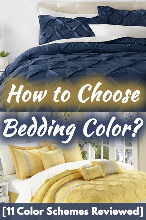 How to Choose Bedding Color? [11 Color Schemes Reviewed] - Home Decor Bliss Bedroom Bedding Color Schemes, Spring Bedding Bedroom, Main Bedroom Ideas Master Suite, Bedroom Ideas For Couples Color Schemes, Spring Bedding Sets, Couples Bedding Set, Bedding Color, Navy Blue Bedding, Colorful Bedding Sets