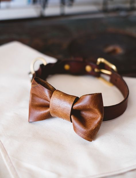 DOGvision | DIY leather bow-tie for dogs Leather Bow Tie Pattern, Faux Leather Dog Bows, Leather Pet Accessories, Dog Bow Ties Diy Free Pattern, Leather Products Ideas Creative, Diy Dog Bow Tie, Hair Assesories, Dog Collar Diy Tutorials, Diy Leather Dog Collar