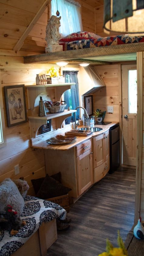 Tiny Cabin Kitchen, Incredible Tiny Homes, Huge Houses, Shed Home, Shed To Tiny House, Tiny House Layout, Small Loft, Tiny Cabins, Tiny House Floor Plans