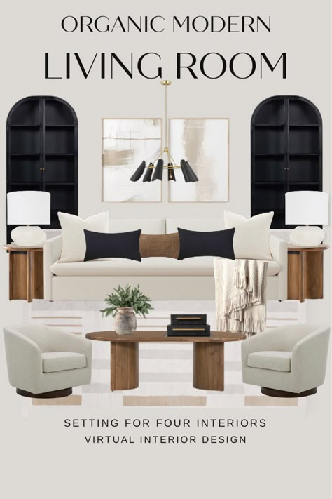 Transitional Great Room Ideas, Air Bnb Ideas Decor Living Room, Neutral Living Room Mood Board, Beige And Black Living Room, Black And Cream Living Room, Modern Outdoor Seating Area, Restoration Hardware Living Room, Neutral Modern Living Room, Black And Gold Living Room