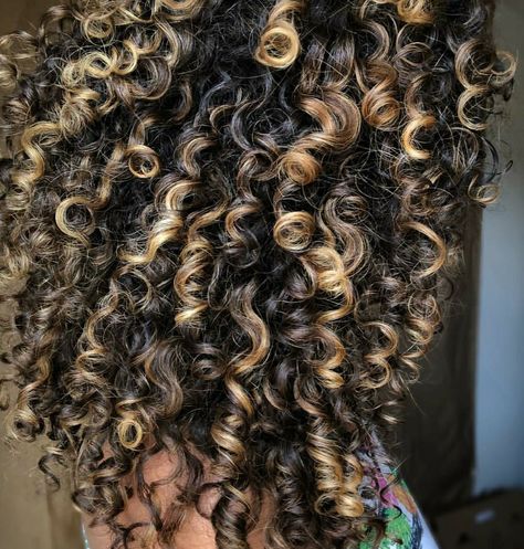 Curly Hair With Blonde Ends, Pintura Highlights Curly, Love Your Natural, Balage Hair, Blonde Highlights Curly Hair, Natural Hair Curls, Ombre Curly Hair, Dyed Curly Hair, Highlights Curly Hair