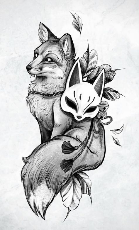 Fox Tattoo Sketch, Fox Tattoo Ideas, Tattoos Sketches, Fox Tattoos, Fox Tattoo Design, Purple Tattoos, Tier Tattoo, Blue Rose Tattoos, Fantasy Tattoos