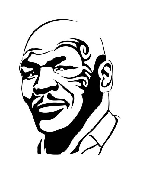 Mike Tyson Tattoo, Stencil Sketch, Stencil Portrait, Punisher Artwork, Portrait Silhouette, Tupac Art, Inktober 2023, Face Stencils, Caricature Art