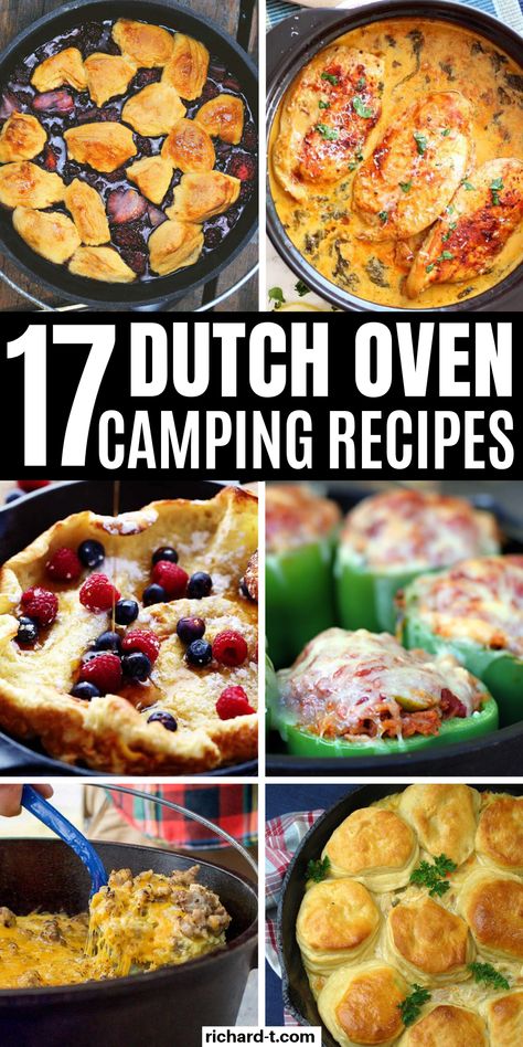 Dutch Oven Recipes Cast Iron, Dutch Oven Camping Recipes, Camping Menu, Dutch Oven Camping, Camping Dinners, Easy Camping Meals, Dutch Oven Cooking, Dutch Oven Recipes, Cast Iron Recipes