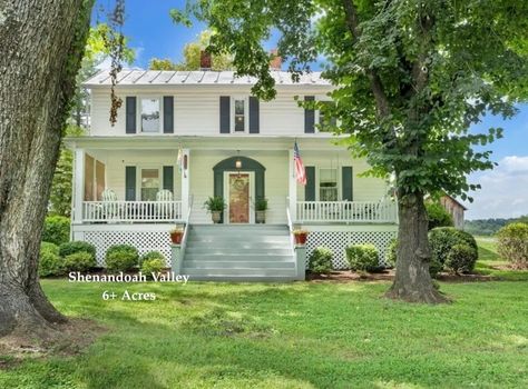 Circa 1921 Shenandoah Valley of Virginia Farmhouse For Sale on 6+ Acres With Views $639,000 - Country Life Dreams Gas Log Insert, Virginia Farmhouse, Front Porch Deck, Family Room Addition, Heart Pine Flooring, Life Dreams, Barns Sheds, Shenandoah Valley, Pine Floors