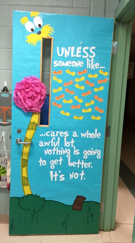 The Lorax Classroom Theme, The Lorax Door Decorations Classroom, The Lorax Bulletin Board, The Lorax Classroom Door, Lorax Classroom Theme, Dr Suess Door Decorations Schools, Lorax Classroom Door, Book Door Decorations Classroom, Lorax Door Decoration