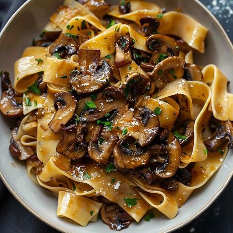 Caramelized Wild Mushroom Pappardelle Pasta Pappardelle Recipes Vegetarian, Mushroom Parpadelle Recipes, Pappardelle Pasta With Portobello Mushroom Ragu, Mushroom Pappardelle, Pasta With Wild Mushrooms, Caramelized Wild Mushroom Pappardelle Pasta, Pappardelle Recipe, Pappardelle Pasta, No Meat