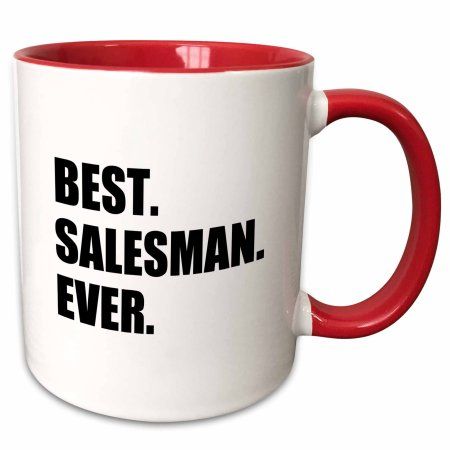 3dRose Best Salesman Ever, fun gift for great salesmen, job appreciation - Two Tone Red Mug, 11-ounce, White Job Humor, Gay Pride Gifts, Text Gift, Custom Printed Mugs, Porcelain Espresso Cups, Red Mug, Espresso Cups Set, Job Gifts, Cappuccino Cups