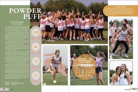 Yearbook Sports Spreads, Yearbook Mods, Newspaper Design Layout, Senior Year Things, Yearbook Class, Yearbook Spreads, Yearbook Layouts, Anniversary Scrapbook, Yearbook Pages