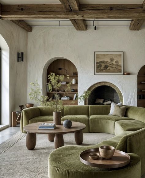 Green Couch Living Room, Green Sofa Living Room, Sofa Styles, Interior Boho, Green Sofa, Modern Organic, Apartment Decor Inspiration, Dream House Interior, Living Room Inspo