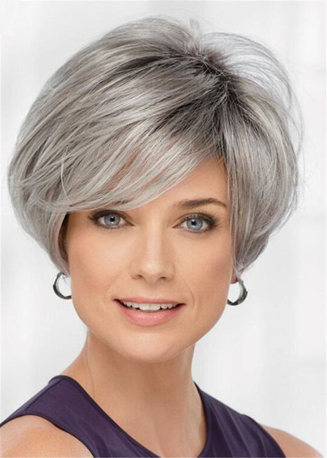 Shaggy Straight Synthetic Hair Capless Wigs For Older Women 10 Inches-shop.wigsbuy.com Wigs For Older Women, Grey Hair Wig, Cheap Human Hair Wigs, Long Human Hair Wigs, How To Cut Bangs, Straight Hair Extensions, Short Human Hair Wigs, Remy Human Hair Wigs, Curly Human Hair Wig