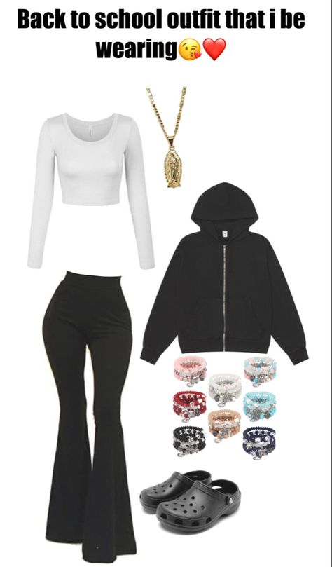 Latina Outfits Dress Code, High School Outfits Latina, Fits For Picture Day, Black Flared Leggings Outfit Latina, Latina Outfits School Winter, Cute Latina Outfits For School, Basic Latina Outfits, Hispanic Outfits Style, Copy Paste Latina Outfits