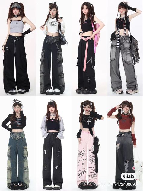 2000s Kpop Outfits, Y2k Outfits Korean, Y2k Fashion Outfit, Outfit Korean Style, Outfits 2000s, Kawaii Fashion Outfits, Goth Outfits, Really Cute Outfits, Kpop Outfits