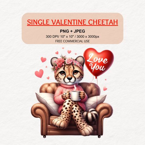 Valentines Cheetah Clipart, Valentines Day clipart, Love you clipart, Junk Journals, Greeting Cards, Scrapbook, Nursery, Digital Download Cheetah Clipart, Valentines For Singles, Christmas Program, Event Invitations, Valentines Day Clipart, Scrapbook Digital, Unique Watercolor, Planner Scrapbook, Design Room