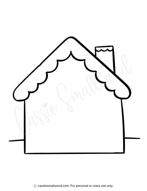 blank gingerbread house coloring page free printable pdf Hansel And Gretel House Craft, How To Paint Gingerbread House, Ginger Bread House Printable Template, Gingerbread House Art Preschool, Ginger Bread House Drawing Easy, Ginger Bread House Printable, Gingerbread House Coloring Pages Free Printable, Build A Gingerbread House Printable, Gingerbread House Blueprints