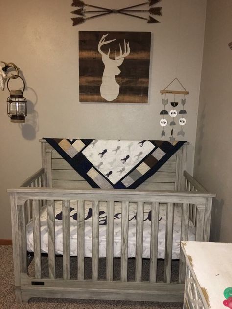 Baby Boy Nursery, Deer heads and Arrows, Rustic Nursery Baby Room Boy, Nursery Layout, Deer Heads, Boy Nursery Themes, Baby Boy Nursery Themes, Nursery Style, Baby Boy Room Nursery, Nursery Room Boy, Rustic Nursery