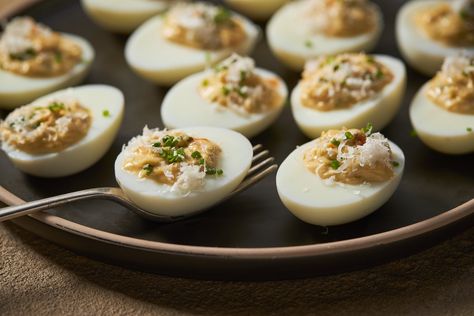 Caesar Devilled Eggs — Farm to Fork Fish Batter Recipe, Devilled Eggs, Farm To Fork, Free Range Eggs, Shaved Parmesan, Batter Recipe, Battered Fish, Xmas Dinner, Farm Eggs