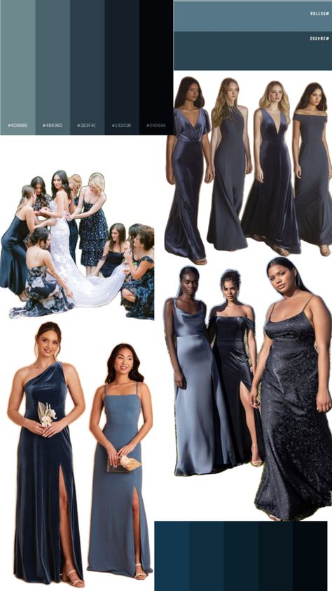 Blue Maid Of Honor Dress, Wedding Maid Of Honor Dresses, Bridesmaid Dress Color Schemes, Mismatched Bridesmaid Dresses Blue, Wedding Maid Of Honor, Maid Of Honor Dresses, Willow Tree Wedding, Maid Of Honor Dress, Dress For Winter