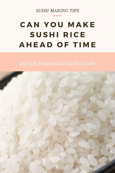 Can you make sushi rice ahead of time to cut back on the time needed to prepare a sushi roll or nigirizushi. Read on to find out Make Sushi At Home, Easy Homemade Sushi, Make Sushi Rice, Sushi Making, Sushi At Home, Make Sushi, Homemade Sushi, How To Make Sushi, Sushi Roll