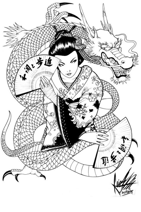 Japanese Suit, Japanese Geisha Tattoo, Geisha Tattoos, Geisha Tattoo Design, Dragon Japanese, Japanese Dragon Tattoo, Geisha Tattoo, Japanese Dragon Tattoos, Dragon Tattoos