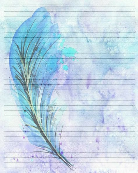 Border Pages Free Printable, Paper With Lines Printable, Printable Journal Pages Free, Letter Paper Printable, Free Printable Stationery Paper, Feather Watercolor, Printable Stationery Paper, Printable Border, Blue Journal