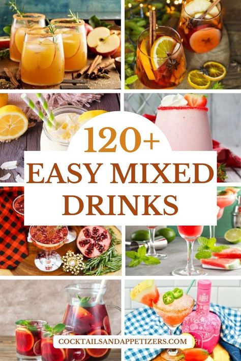 Easy cocktails for Christmas party drinks, fall cocktail parties and Happy Hour any time! Sangria recipes, margarita recipes, Crown Royal mixed drink recipes, tasty tequila recipes, boozy jello shots, alcoholic pudding shots and lots more. Holiday party mixed drinks, Halloween drinks, New Year's champagne cocktails, adult party shot recipes, bridal shower mixed drink recipes and others. Fancy Alcoholic Drinks Aesthetic, Popular Cocktails Mixed Drinks, Tequila Mixed Drinks Recipes, Fun Bar Drinks, Fun Drinks Alcohol Recipes, Easy Mix Drinks, Alcohol Shots Recipes, Yummy Drinks Alcohol, Party Mixed Drinks