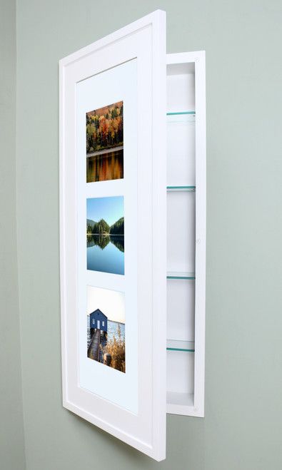 Recessed Picture Frame Medicine Cabinet, Picture Medicine Cabinet, Medicine Cabinet Remodel, Medicine Cabinet Alternative, Bathroom Medicine Cabinet Ideas, Phone Folders, Unique Bathroom Storage, Recessed Bathroom Cabinet, In Wall Medicine Cabinet