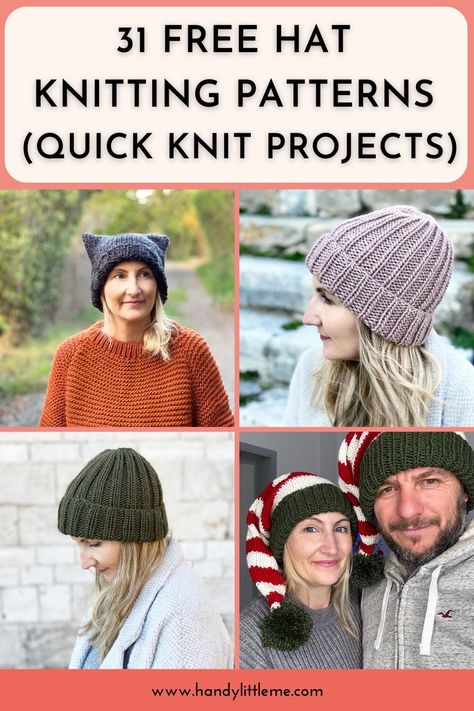 Stay warm and stylish with these FREE hat knitting patterns! 🧶✨ From cozy beanies to slouchy hats, this collection has something for every skill level. Whether you're looking to make a quick gift or add a handmade touch to your winter wardrobe, these patterns are perfect for you. Pin now to get started on your next knitting project! #FreeKnittingPatterns #DIYHats #KnittingInspiration #CozyAccessories #HandmadeFashion #KnittersOfInstagram Wool Hat Knit Pattern, Knitted Christmas Hats For Adults, Free Knit Toque Patterns, Free Knit Patterns For Hats, Diy Knit Hat, Toque Knitting Pattern Free, Easy Knitted Hat Patterns Free, Knit Hat Pattern Free Circular Needles, Hat Knitting Patterns Women