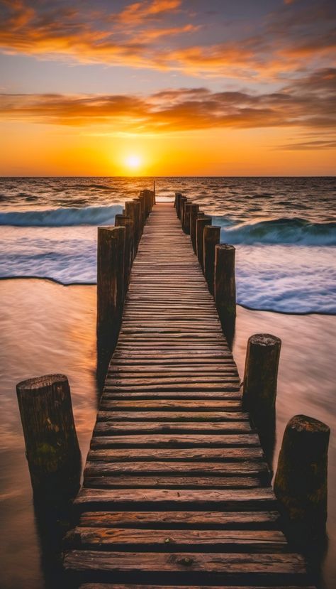 Beach Dock, Amazing Hd Wallpapers, Drawing Scenery, Beach Sunset Wallpaper, Cool Backgrounds Wallpapers, Sunset Wallpaper, Stunning Photography, Phone Background, Landscape Pictures