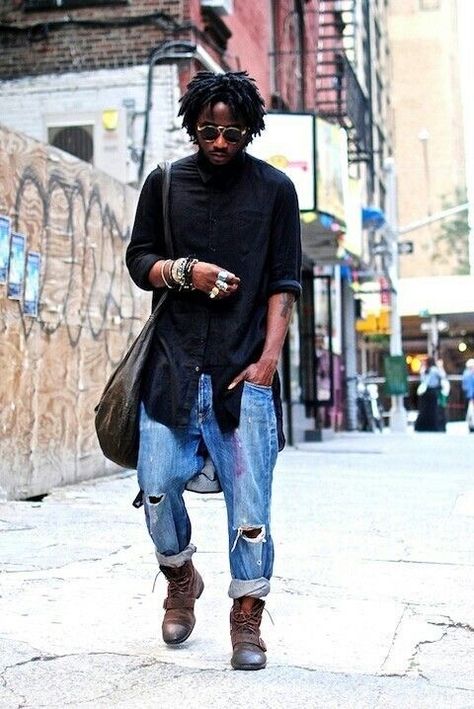 Bohemian Outfit Men, Boho Men Style, Bohemian Style Men, Black Hippy, Afro Punk Fashion, Black Hipster, Jeans Petite, Boho Men, Best Mens Fashion