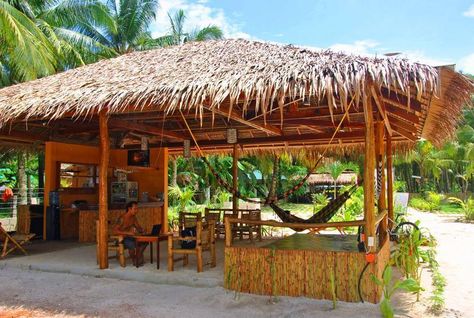 Outdoor Tiki Bar, Rustic Beach House, Siargao Island, Bahay Kubo, Hut House, Outdoor Restaurant Design, Bamboo House Design, Bamboo Architecture, Backyard Gazebo