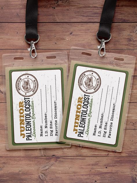 Dinosaur Dig Party Name Badge Dinosaur Birthday Dino - Etsy Australia Paleontologist Party, Fossil Party, Dino Skeleton, Dino Dig, Dinosaur Dig, Science Camp, Passport Invitations, Dinosaur Fossil, Dinosaur Themed Birthday Party