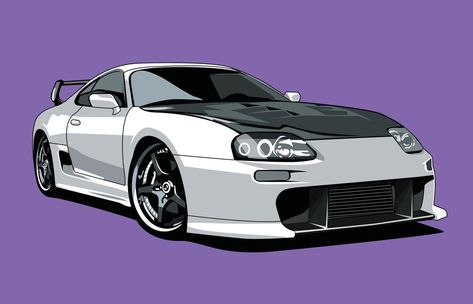 Supra Mk4 Art, Supra Car, Auto Illustration, Adobe Illustration, Supra Mk4, Toyota Supra Mk4, Car Vector, Car Illustration, Jdm Cars