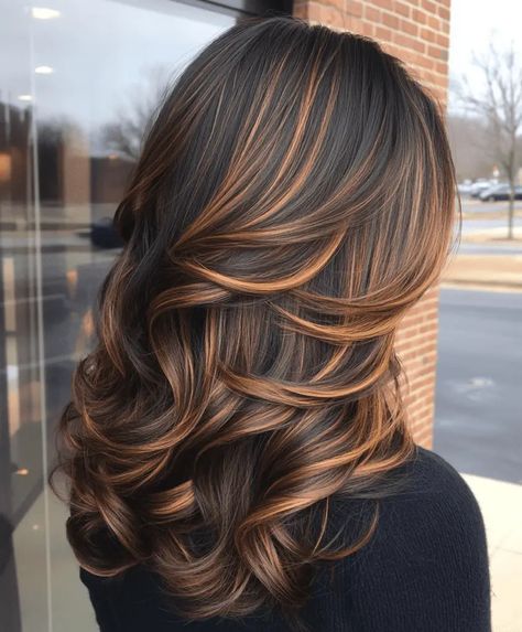 Hair Colours 2024, Brown Hair Chart, Black Hair With Caramel Highlights, Dark Copper Hair Color, Highlights For Dark Brown Hair, Red Ombre Hair, Black Hair With Highlights, Brunette Hair With Highlights, Dark Hair With Highlights