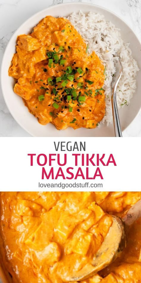 Tofu Tikka Masala, Tofu Tikka, Vegan Tikka Masala, Tofu Recipes Healthy, Cake Pizza, Pizza Sandwich, Vegan Tofu, Vegetarian Lifestyle, Tofu Dishes