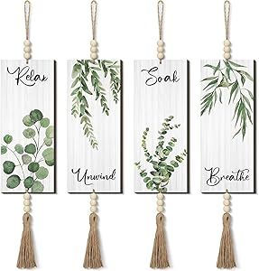 Bohemian Bathroom Decor, Wall Decor For Bathroom, Relax Soak Unwind, Bath Sign, Decor For Bathroom, Boho Style Design, Bohemian Bathroom, Wall Art Green, Wall Art Farmhouse