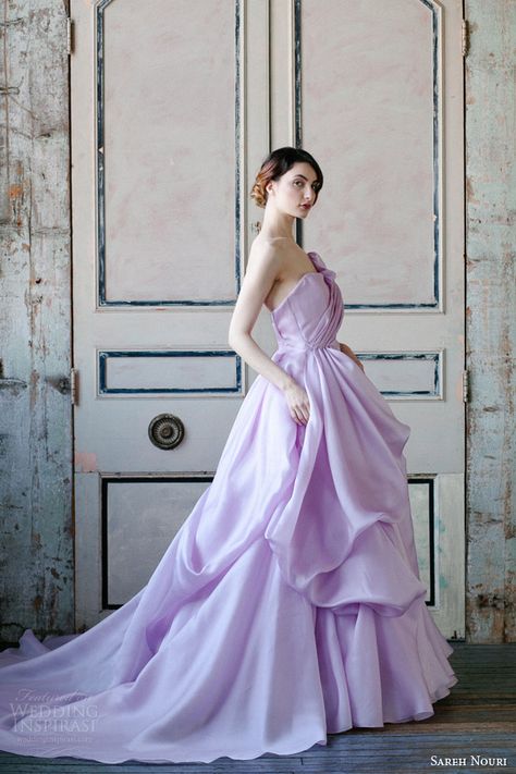 sareh nouri spring 2015 bridal orchid strapless wedding dress side view Sareh Nouri Wedding Dress, Lavender Wedding Dress, Vestidos Color Vino, Lavender Gown, Sareh Nouri, 2015 Wedding Dresses, Lovely Lavender, Gray Weddings, Lavender Wedding