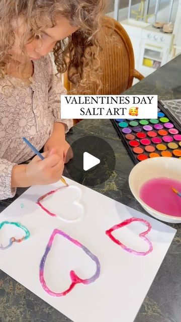 Nana on Instagram: "Have you ever tried salt painting?! We got creative today with glue, salt, and paint! 🎨💖 Had a so much fun experimenting with different designs and colors. Who knew salt could be so much fun?!#Valentinesdayart" Salt Art For Kids, Salt Painting Ideas, Salt Painting For Kids Christmas, Salt Drawing, Salt Painting For Kids, Snowflake Salt Painting, Raised Salt Painting Kid Art, Salt Art, Salt Painting