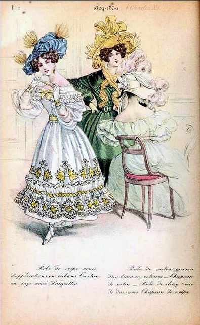 19th Century French Fashion - La Mode 1829-1830 No2 | Flickr - Photo Sharing! 19th Century French Fashion, 1836 Fashion, 1830s Hair, Edwardian Fashion Plates, Romantic Era Fashion, 1830s Fashion, Gigot Sleeve, 19th Century Clothing, Leg Of Mutton Sleeve